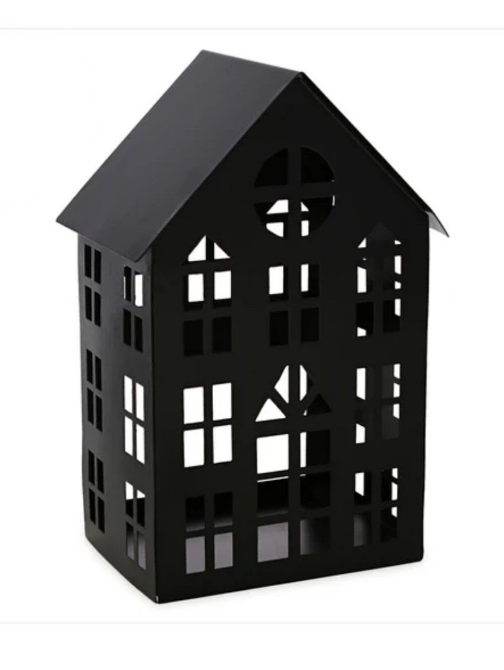 Black Metal Haunted House Tea Light Candle Lantern Halloween Decor